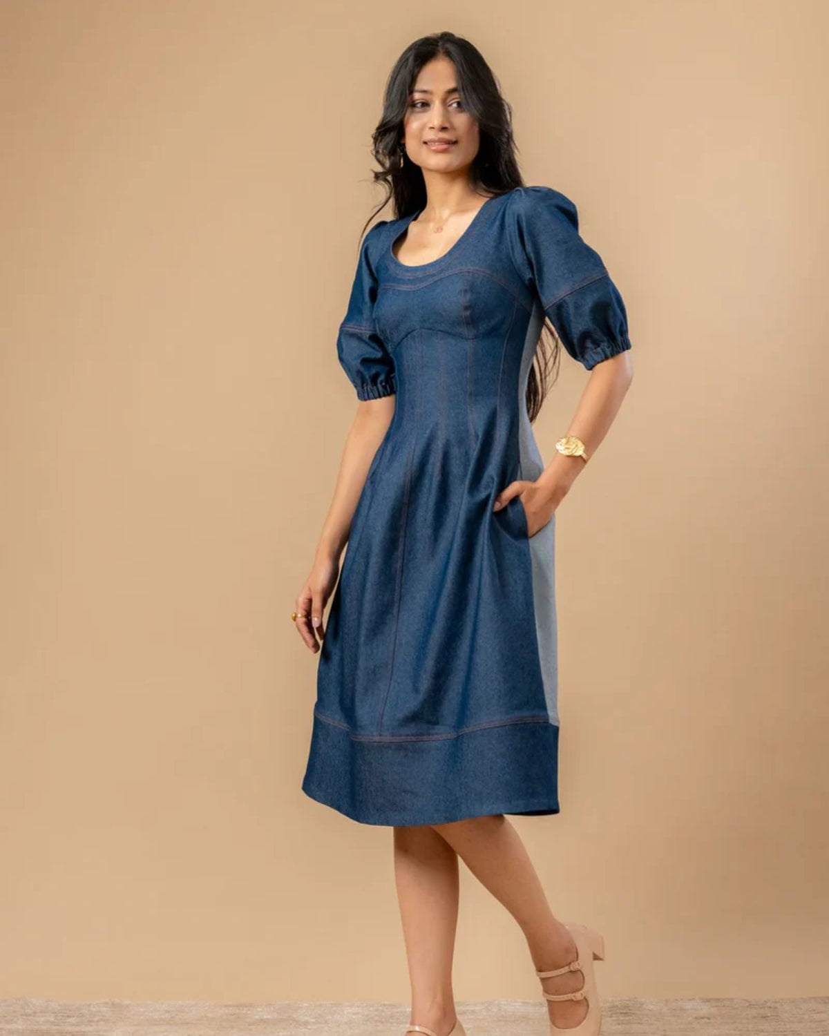 ISABELLE UPCYCLED DENIM DRESS